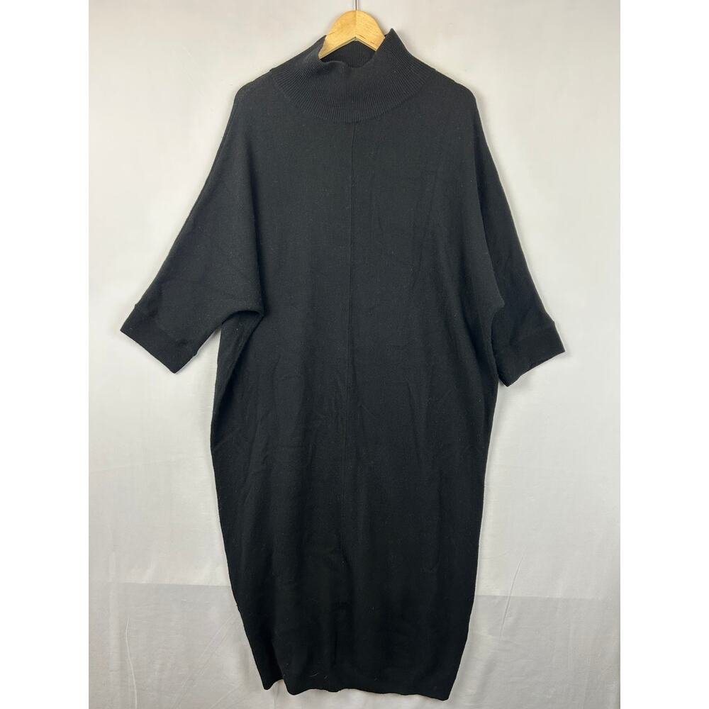 COS 100% Wool Mock Neck Maxi Dress Long Sleeve Black Women's Size S